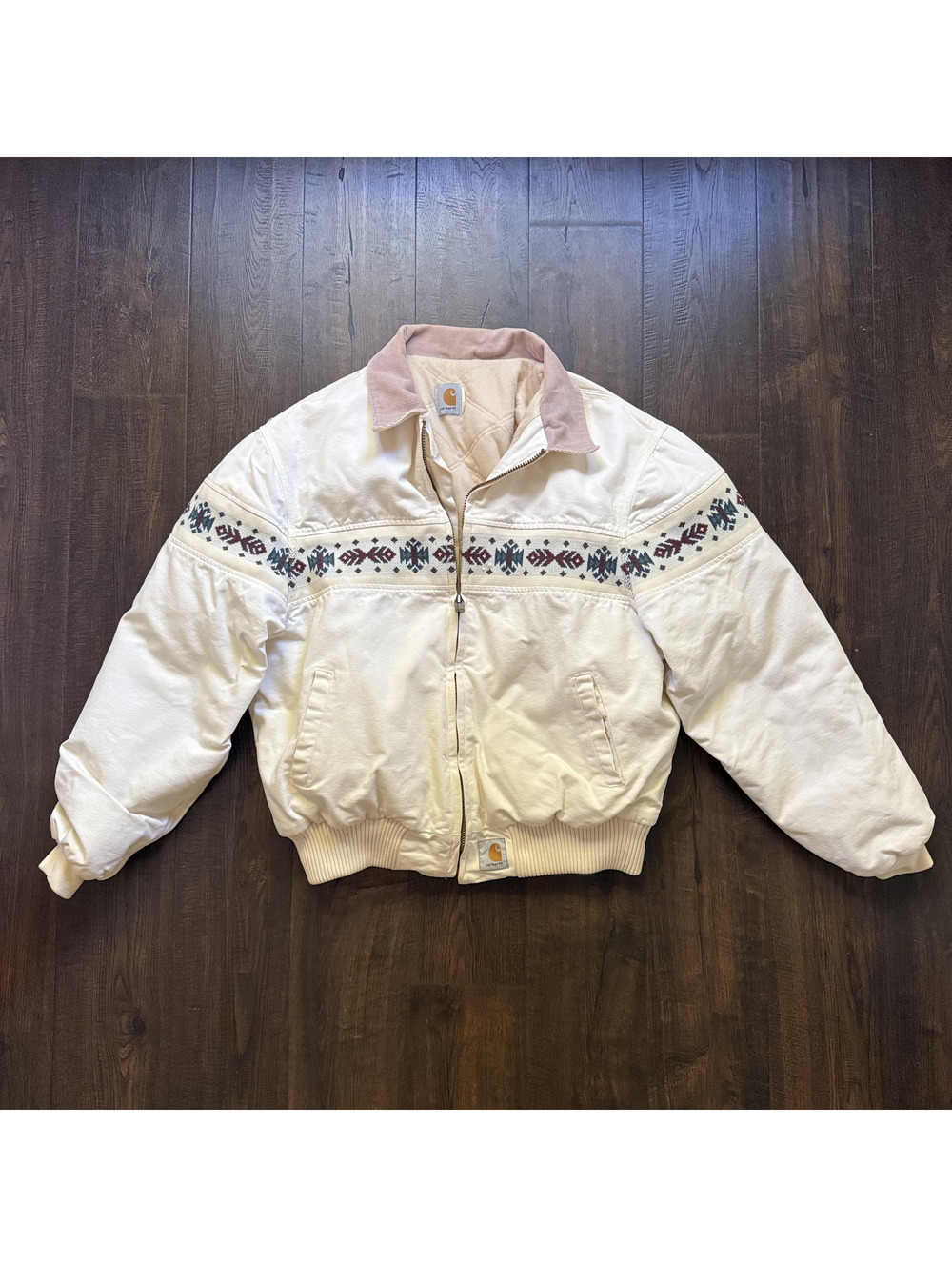 Vintage Carhartt Aztec Jacket JQ0507 Santa Fe Work Chore Jacket Western Rodeo